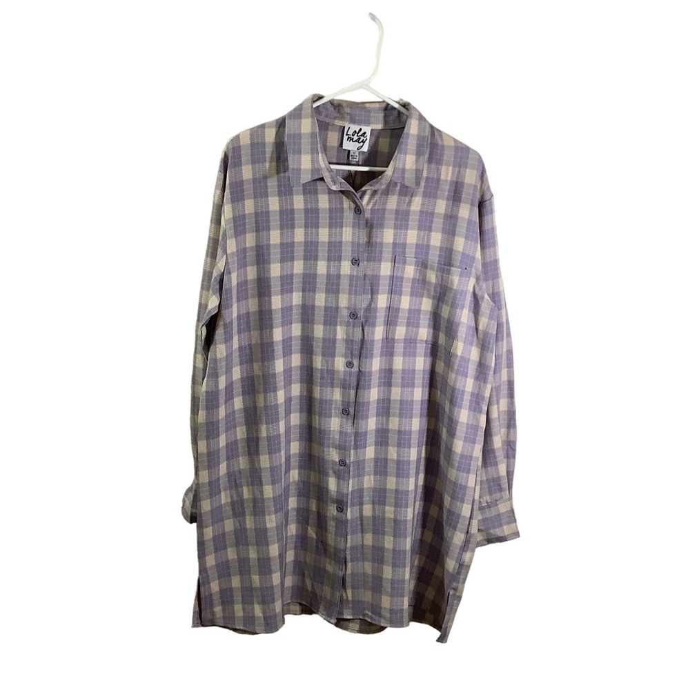 Lola May Plaid Button Front Shirt Dress